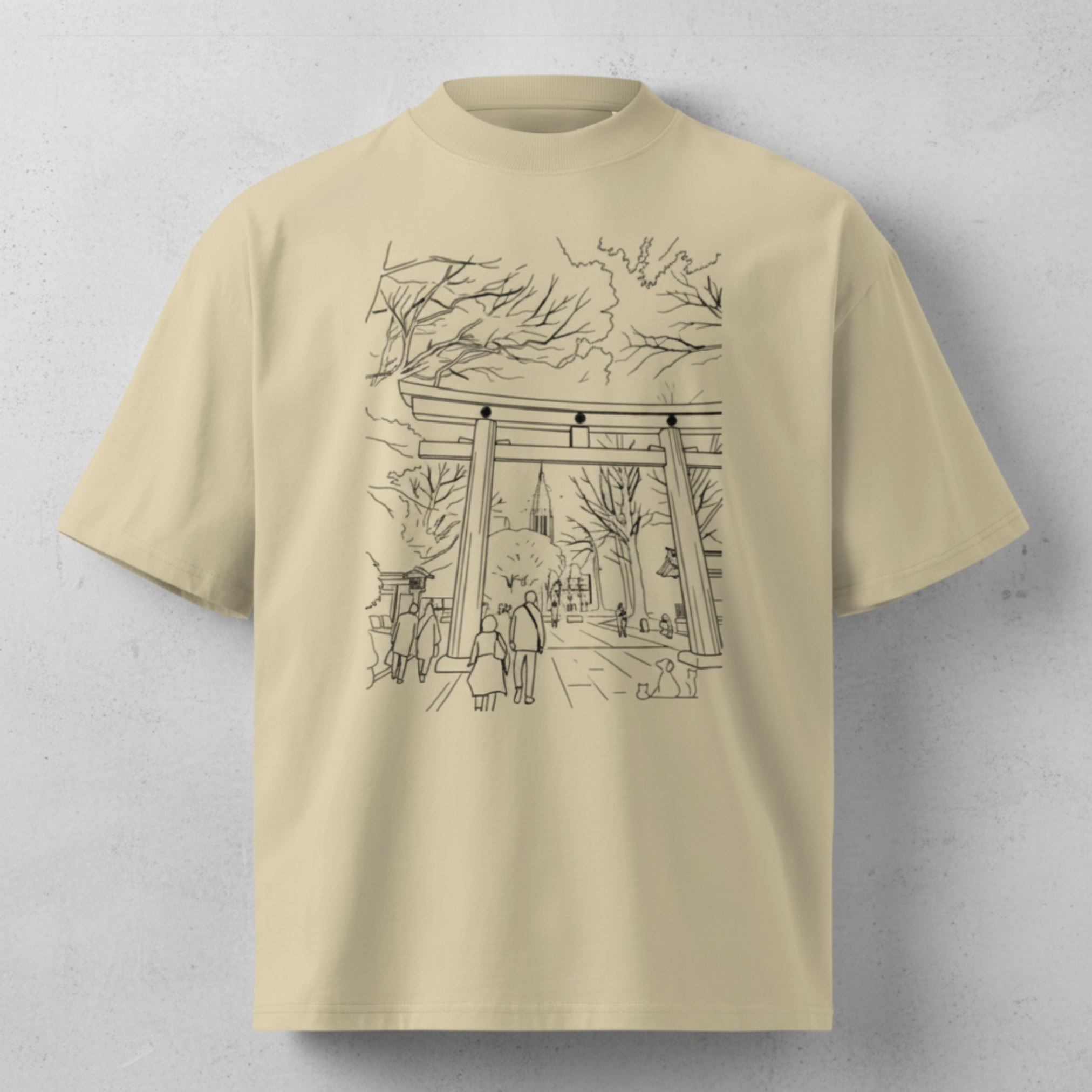 "Kōen" Playera Premium Oversize cuello alto unisex - TShirt Silhouette