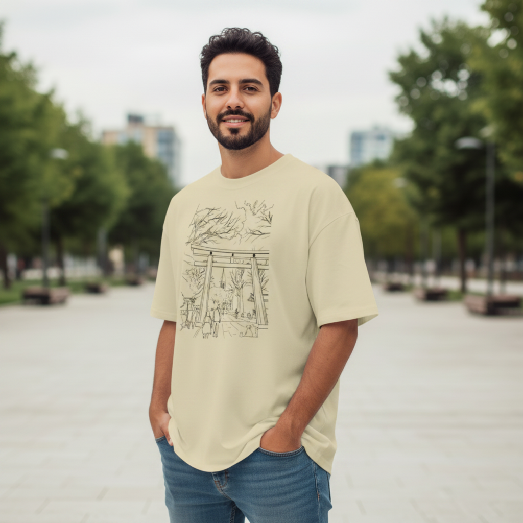 "Kōen" Playera Premium Oversize cuello alto unisex - TShirt Silhouette