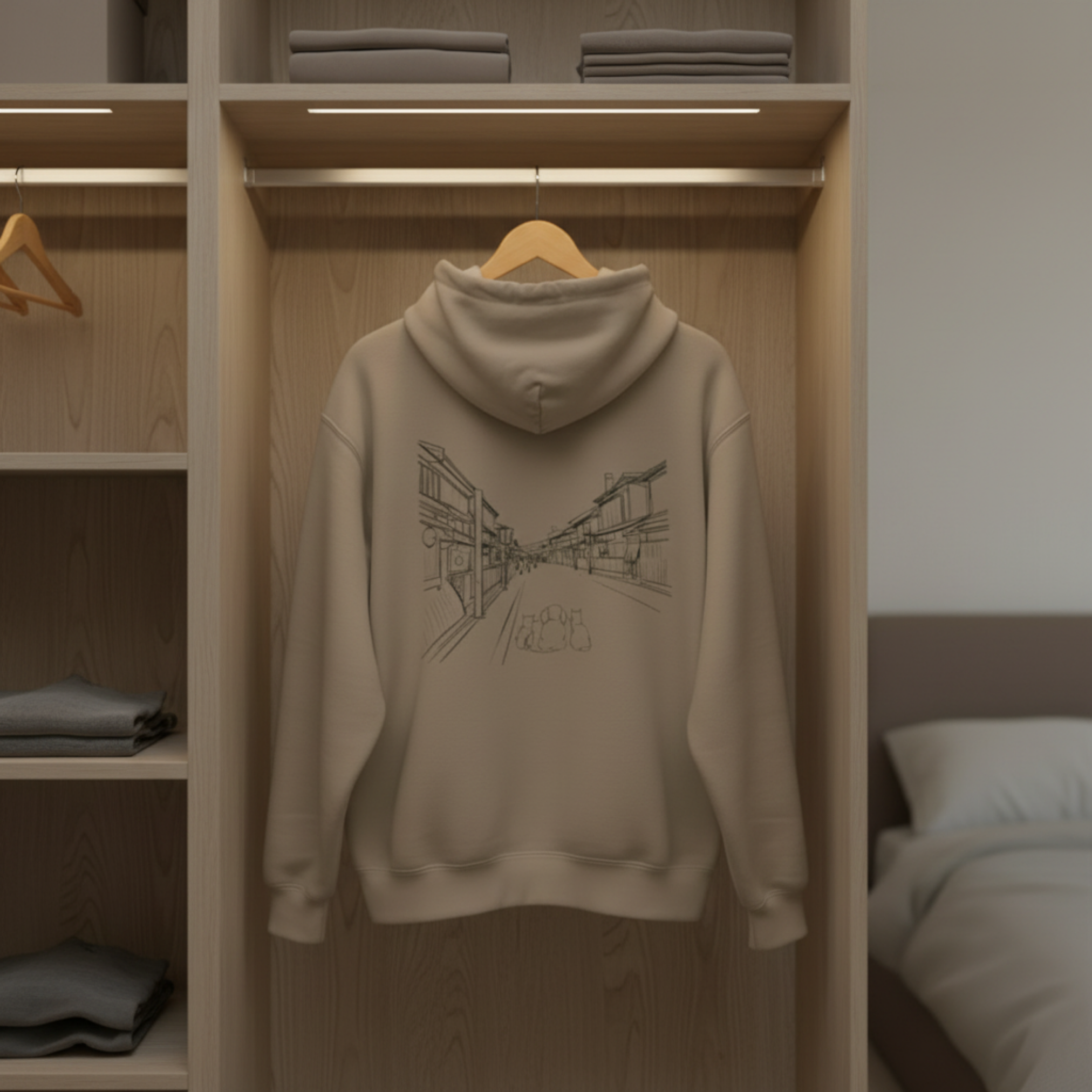 "Machiya" Hoodie Premium unisex - Streetwear Silhouette