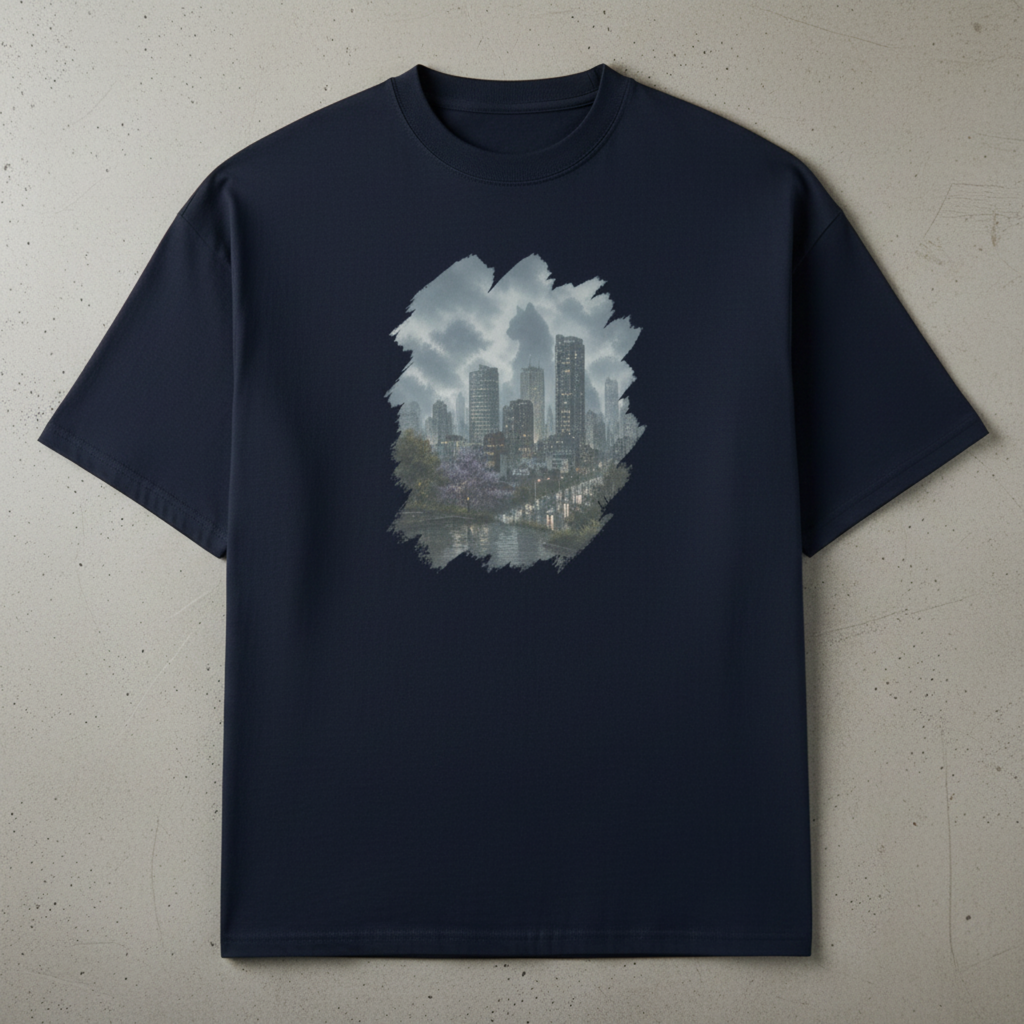 "Nebula City" - Playera Unisex Oversized cuello alto