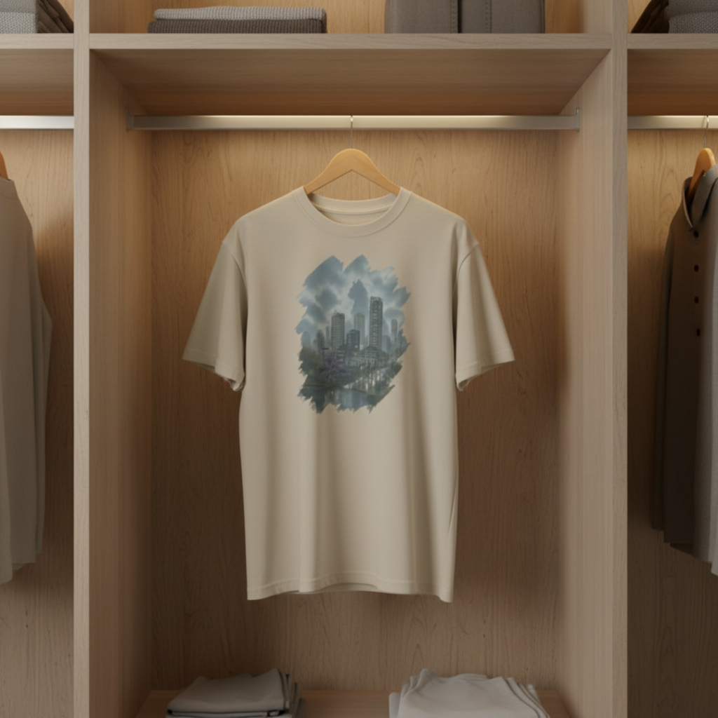"Nebula City" - Playera Unisex Oversized cuello alto