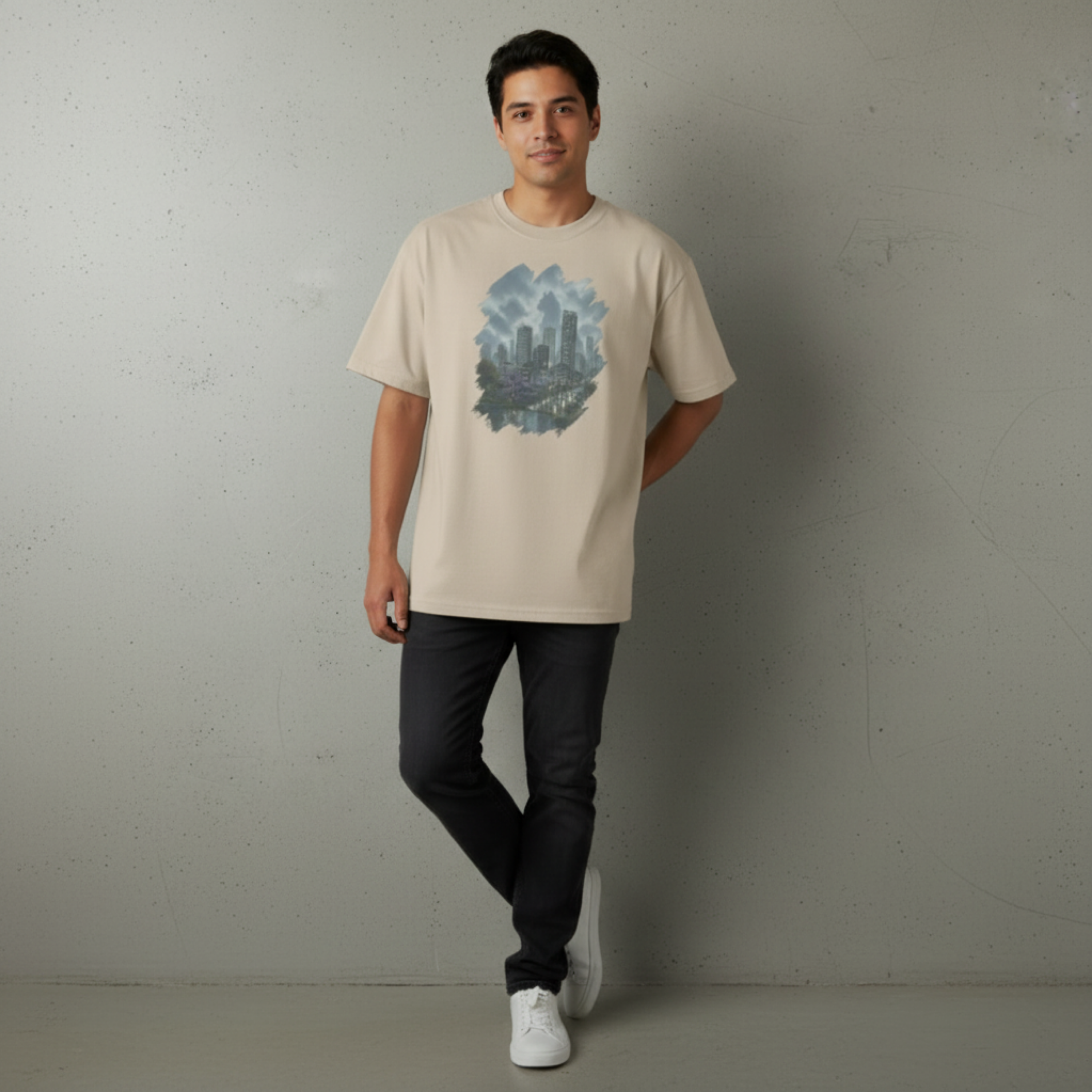 "Nebula City" - Playera Unisex Oversized cuello alto