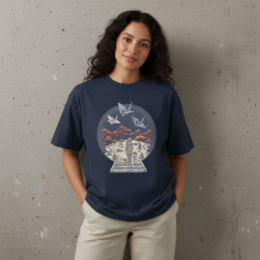 "Origami Dreams" - Playera Unisex Oversize cuello alto