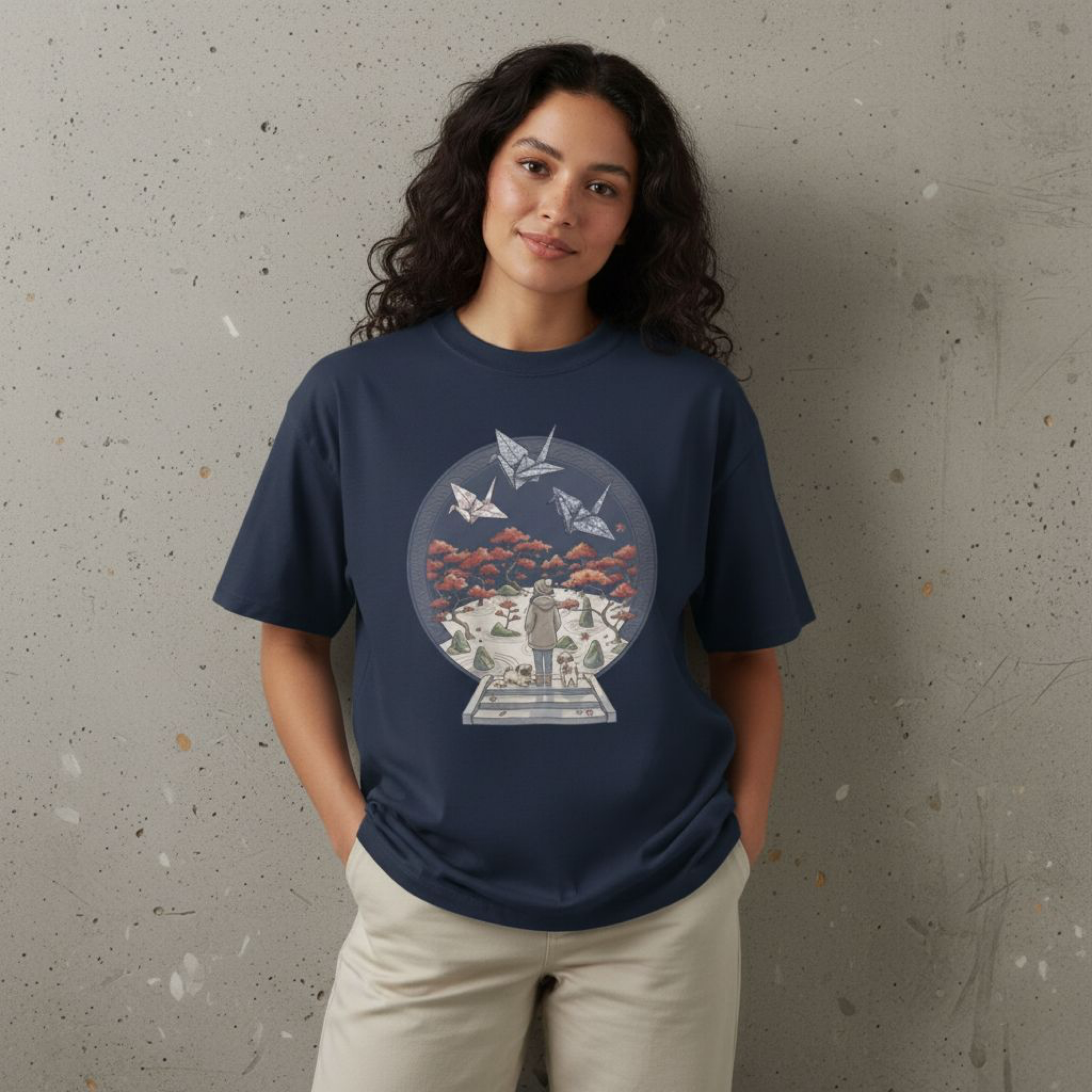 "Origami Dreams" - Playera Unisex Oversize cuello alto